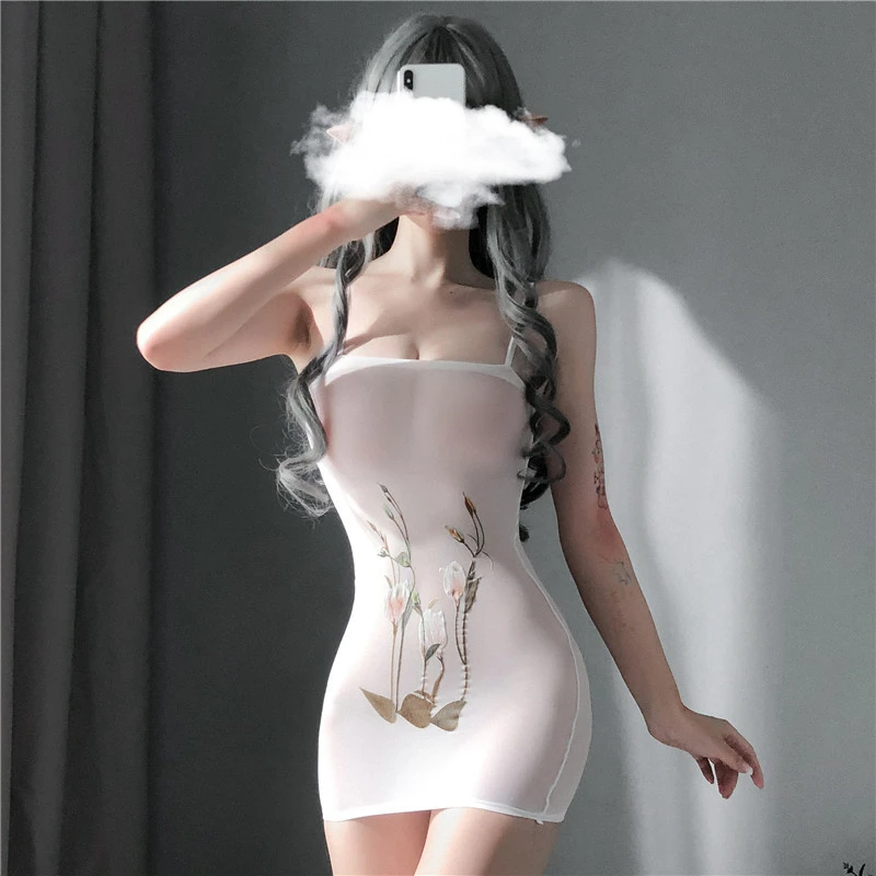 

Sheer Sleepwear White Mini Dress Loli Sexy Nightdress Exotic Babydolls Lolita Underwear Chemises Sexual Lingerie Slutty Clothes