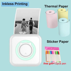 Миниатюрный портативный термопринтер, карманный Термопринтер для фотографий, печать беспроводных принтеров BT Connect 200 точекдюйм, фотоэтикетка