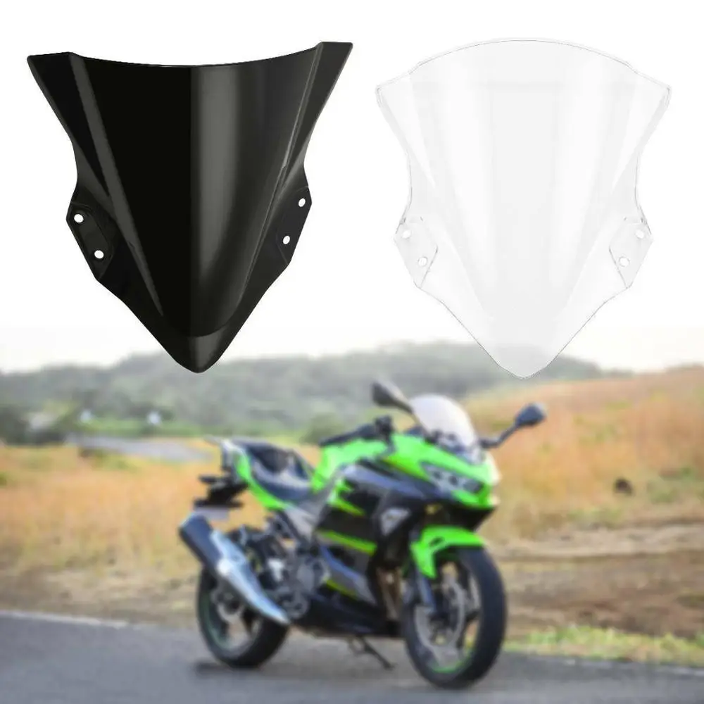 Лобовое стекло мотоцикла для Kawasaki Ninja 400 EX400 2018 2019 черный/прозрачный|Козырьки от