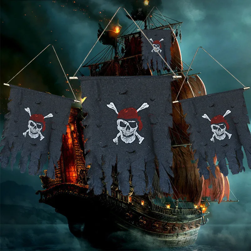 1 шт. Хэллоуин пиратский флаг украшения вечерние скелеты флаги декоративный