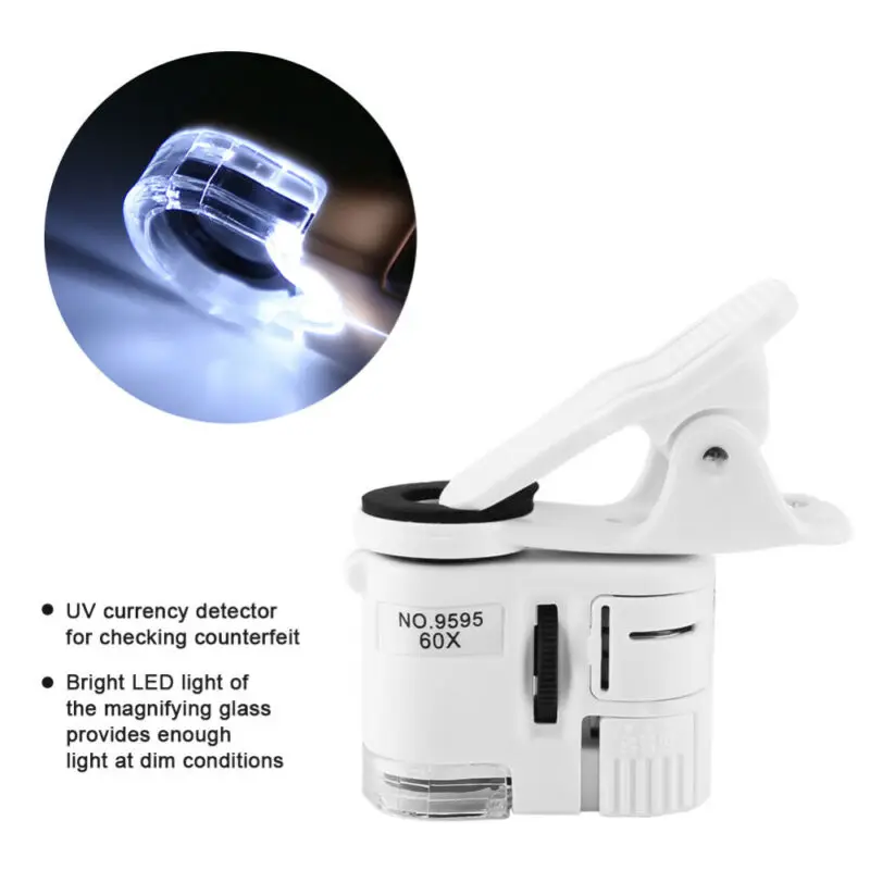 

Ultra-small Microscope Mobile Phone 9595W Magnifier 60X Clip 58x55x22mm