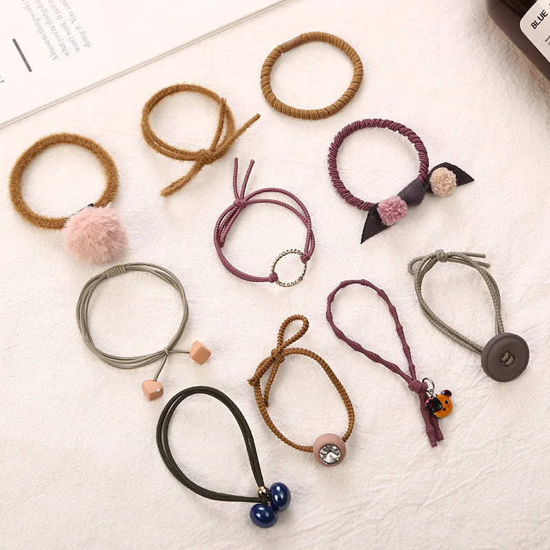 

10PCS/SET Mix Scrunchie Elastic Hair Bands Leopard print bow hair ball for Women Girls Headwear Ponytail Holder Hair Accessories