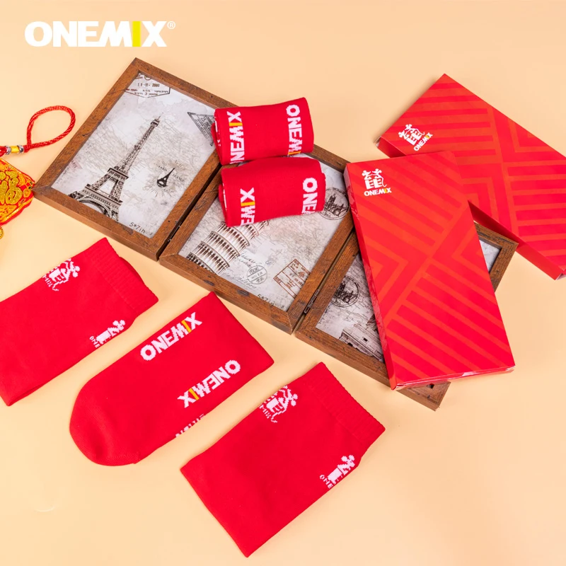 ONEMIX 2021 Новое поступление красные спортивные носки высококачественные хлопковые