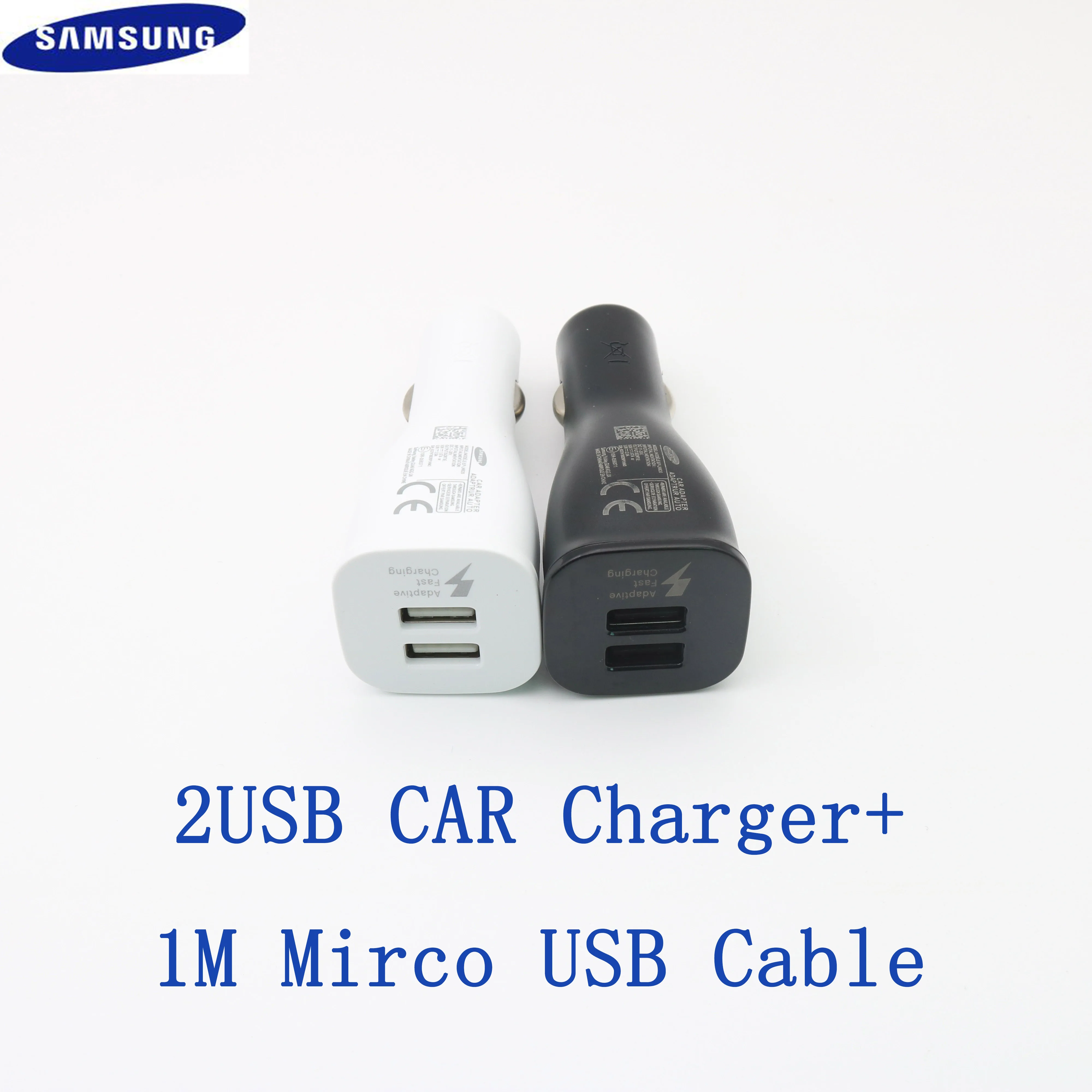 Автомобильное зарядное устройство для Samsung Galaxy S10 S9 Plus с двумя USB портами Micro/Type C