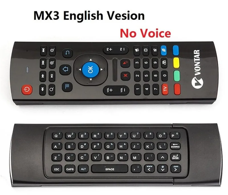 En Novoice Nobacklit Беспроводная клавиатура MX3 Air mouse с подсветкой, 2,4G, голосовое дистанционное управление, подсветка, английский/русский язык, ИК-обучение, для Android tv Box PC - Цвет: En Novoice Nobacklit