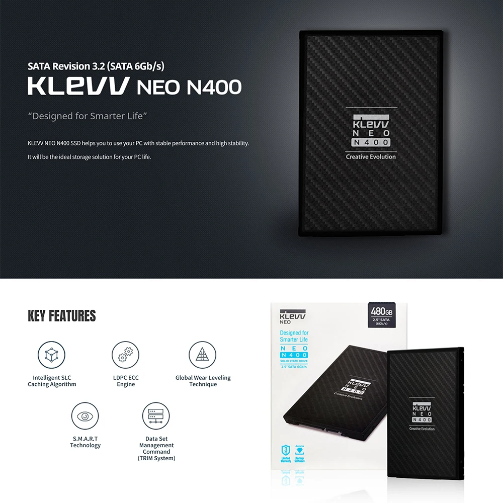 KLEVV NEO N400 SSD SATA III 2 5 '飐 ГБ 240 480 Внутренний твердотельный накопитель диск дюймов