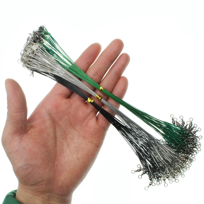 20Pcs Steel Fishing Line Steel Wire Leader With Swivel Olta Fishing Accessory Lead Core Leash Fishing Leader Wire Tackle Pesca