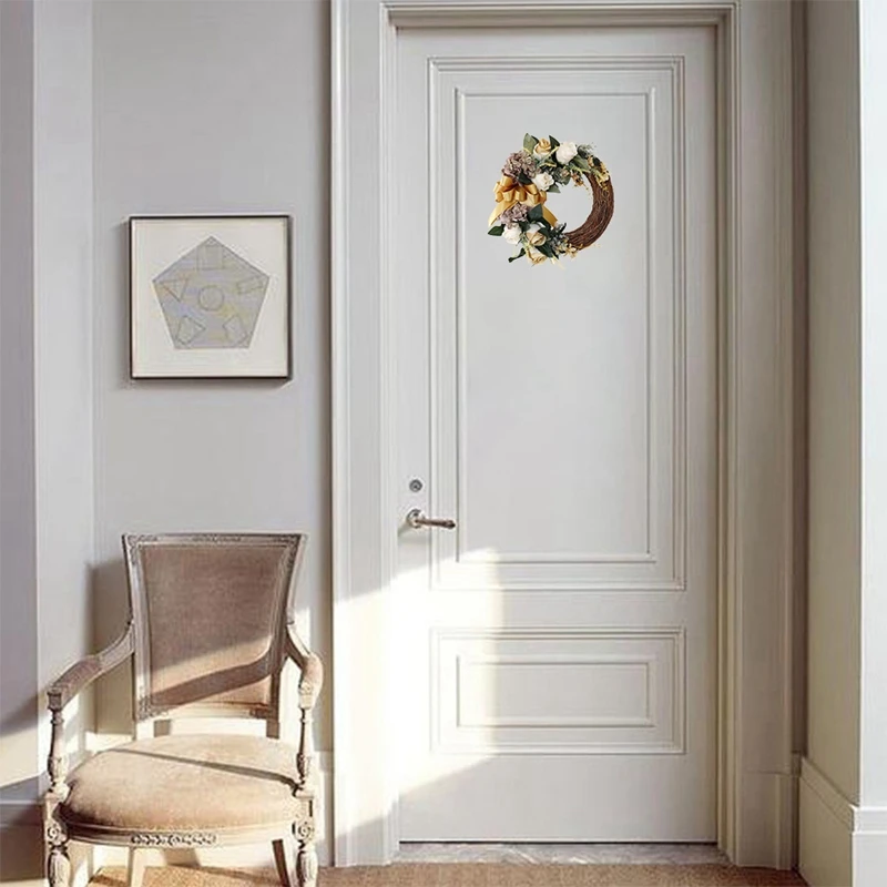 

Artificial Rose Flower Hydrangea Wreath Spring Summer Wreath for Front Door Wall Wedding Farmhouse Garden Home Decor