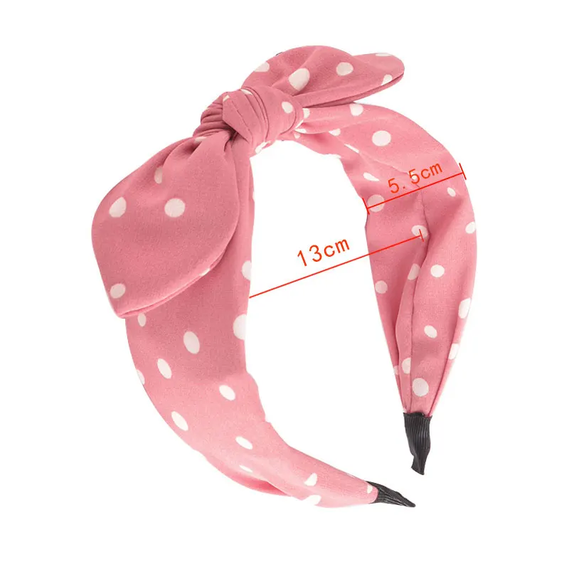 

Vintage Dot Print Hair Band Rabbit Ear Knotted Headband Women Ins Sweet Hair Roop Head Hoop Girls Scrunchy Hair Accessories