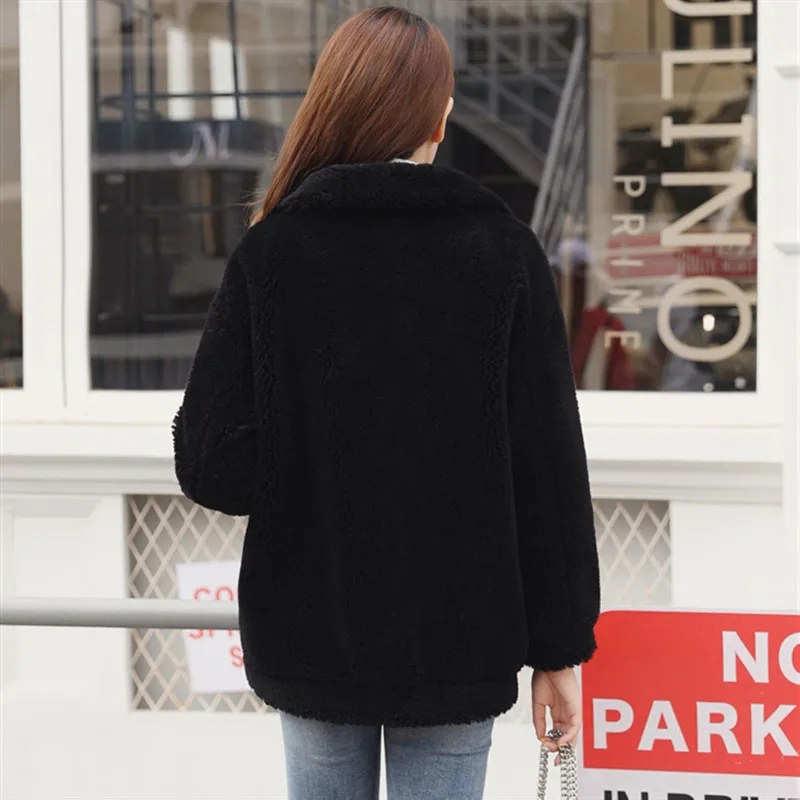 Модное женское пальто из искусственного меха Осень-зима 2019 Толстая теплая куртка