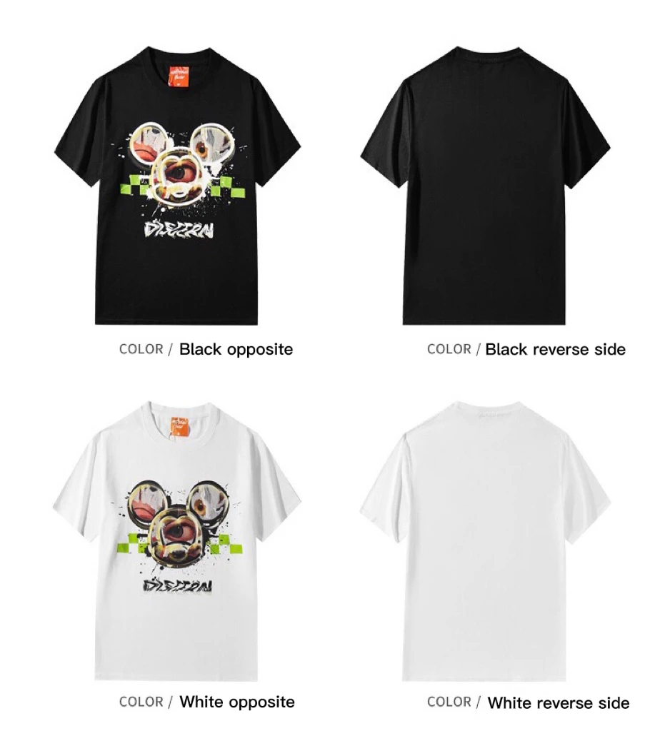 

Summer punk hip-hop Oversized t shirt for men casual Vintag mouse stitching anime gothic print graphic t-shirts for friends
