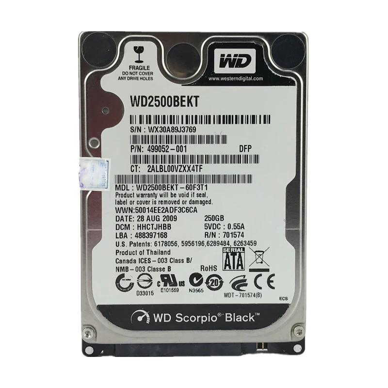 WD черный 250 ГБ 2 5 &quotSATA II внутренний жесткий диск HDD HD Жесткий 16 м 9 мм 7200 об/мин для