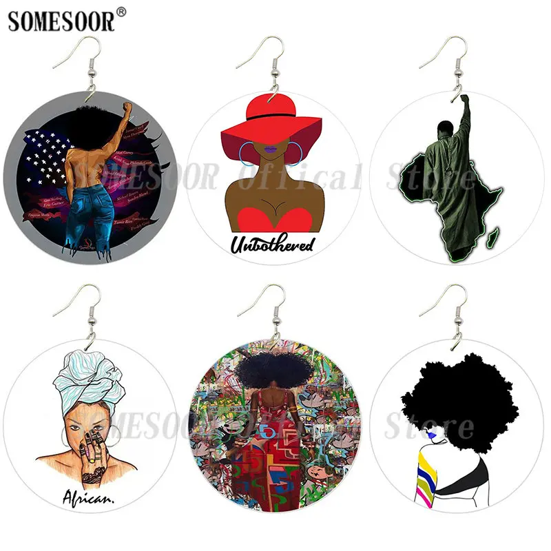 SOMESOOR американского африканского сила кулак черная магия деревянный серьги