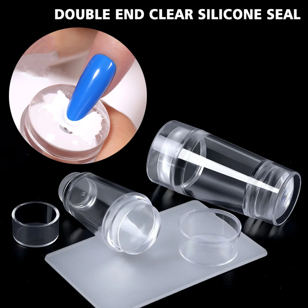 Прозрачный штамп для ногтей со скребком силиконовый французских Наборы