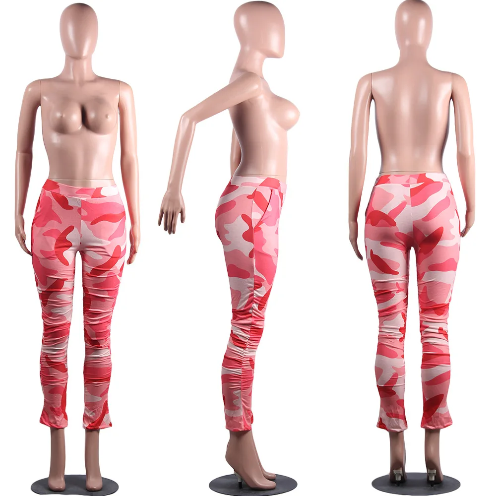 

New medium waist tight ladies pants camouflage printing temperament leisure hip elastic sexy fashion commuter pants