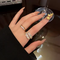 luxury 2021 new creative geometric element knot metal gold opening rings for woman fashion jewelry party girls unusual ring