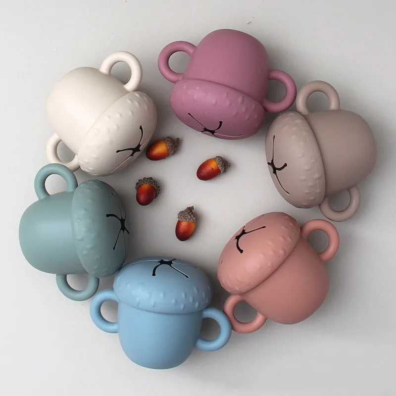 

Snack Cup Baby Infant Learning Feeding Food Bowl Cup With Handle Silicone Snack Cup Household Anti-spill Snack Cup