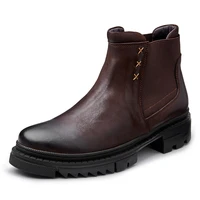 chelsea boots mens high quality genuine leather short boots male hight top autumn winter british men shoes cowhide plus velvet
