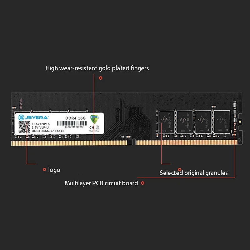 

HOT-JSYERA 16G DDR4 RAM 2666MHz 1.2V 288-Pin Desktop Memory Module, Suitable for Desktop (Universal)