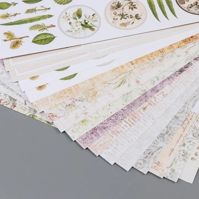 Набор бумаги для скрапбукинга &quotГербарий&quot 16 листов 30.5х30.5см 190гр/м2 5494552 | Дом и