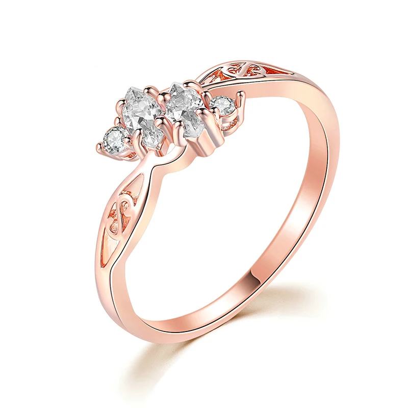 Изысканные роскошные кольца из розового золота для женщин простые