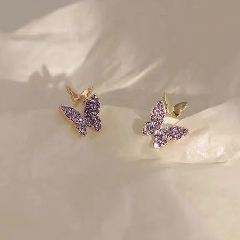 Корейские милые серьги гвоздики в виде бабочек для женщин и девушек маленькие с