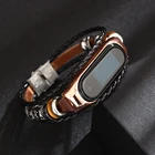 Кожаный браслет для Xiaomi Mi Band 4, 3, Плетеный сменный ремешок ручной работы, ремешок для часов remix mi band 43