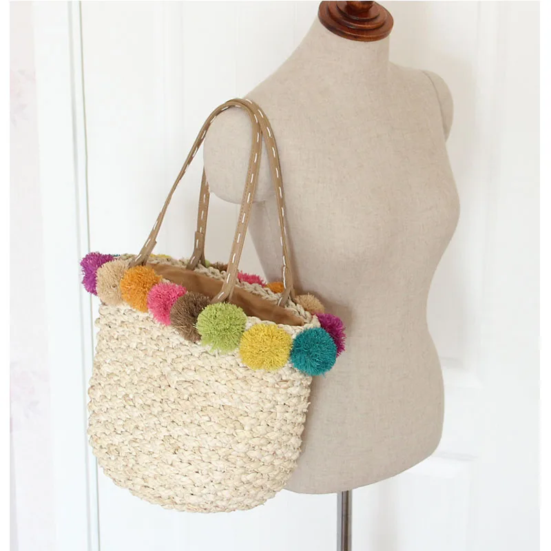 Пляжная сумка HISUELY горячая Распродажа из рафии и кукурузы женские сумки ручной