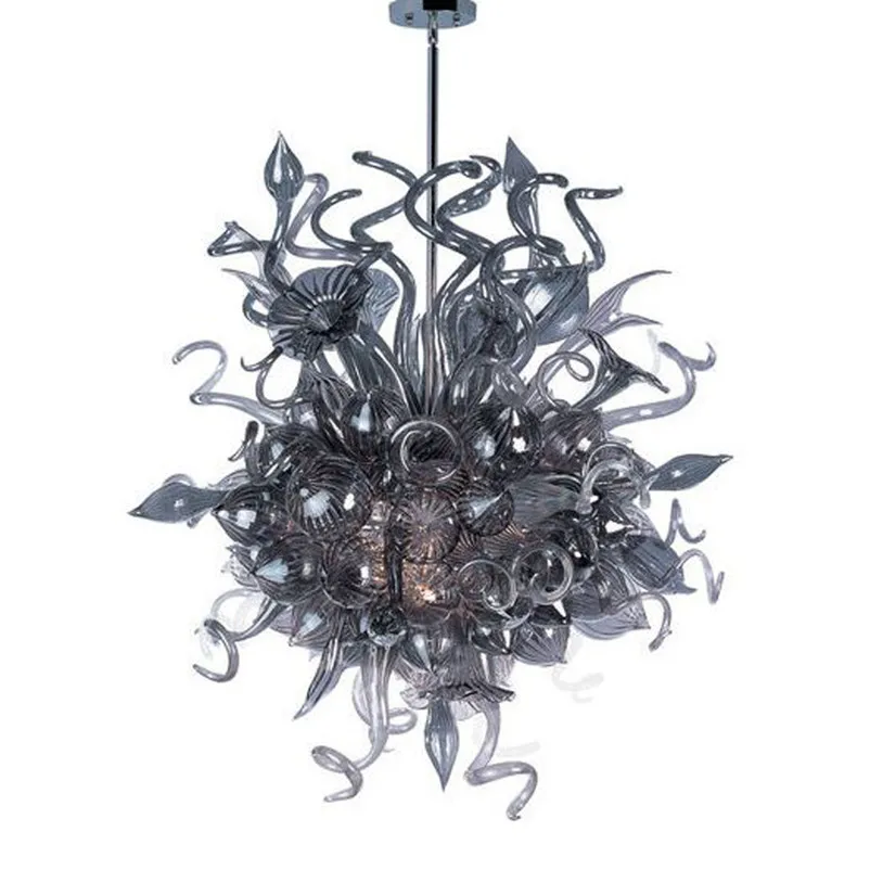 

Modern LED Chandeliers Lamps Flower Design Romantic Style Gray Color Blown Murano Glass Chandeliers 28 by 32 Inches