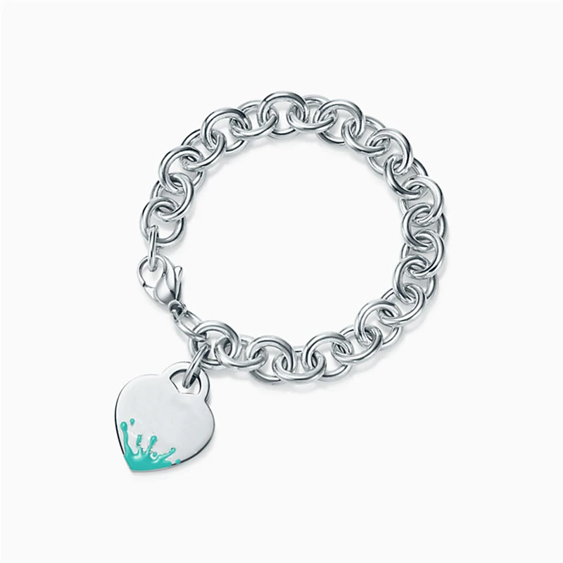 

Original 100% S925 Sterling Silver SprayHeart-Shape Key Trendy Bracelet Women Logo Fine High-End Jewelry Western Style