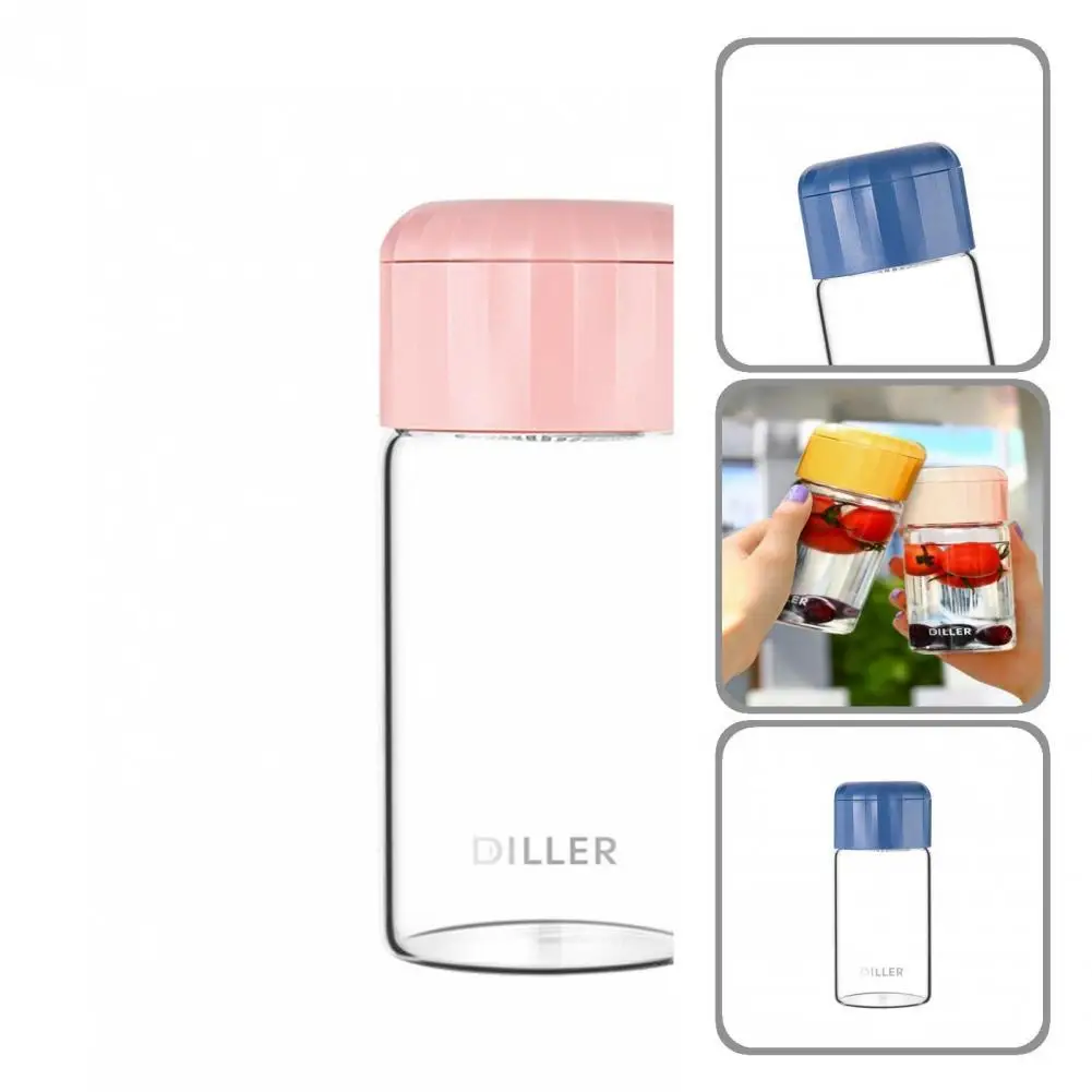 

300ml Simple Cylinder-shaped Good Sealing Glass Water Cup Fashion Glass Water Bottle Cylinder-shaped for Daily Life