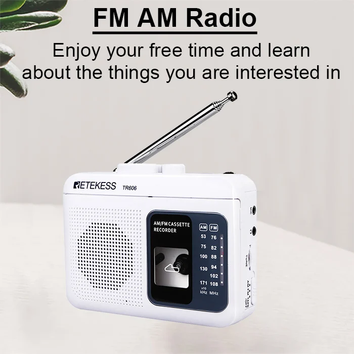 Retekess TR606 2 Band FM/AM портативное радио с воспроизведением кассеты Диктофон поддержка Встроенный/внешний микрофон Запись