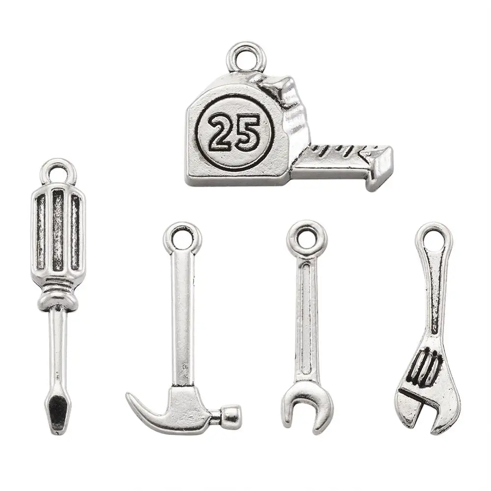 

1 Набор инструментов в тибетском стиле, подвески из сплава, отвертка/лента/гаечный ключ/молоток для модных браслетов, аксессуары для изготов...