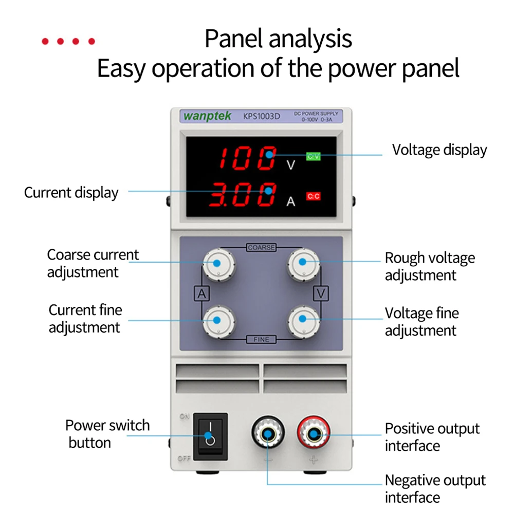 DC Power Supply  WANPTEK KPS1003D Adjustable Mini Manostat 0-100V 0-3A High Precision Adjustable Switch laboratory power supply enlarge