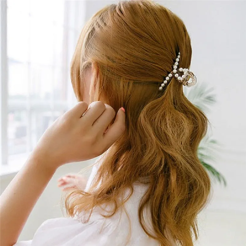 

1 шт. элегантные жемчужные украшения для волос шпильки для волос клип Стразы крабовый зажим для волос заколка со стразами Для женщин Головны...