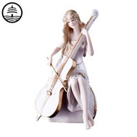 bao guang ta european style musical beauty statue creative home decor figurines play cello figure sculpture birthday gift a2627