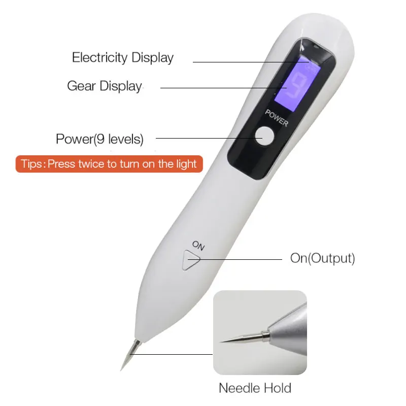 

New 9 Level Plasma Pen Micro Intelligent Laser Pen LCD Display Screen Moles Removal Skin Nursing Device for Wart Tattoo Removing