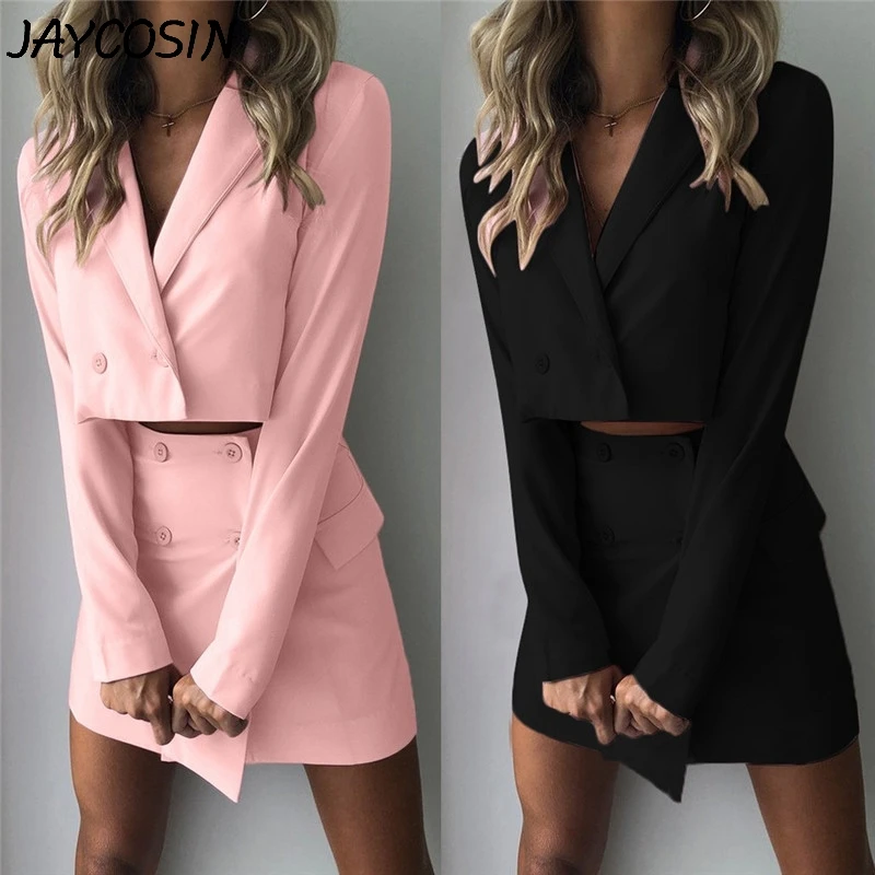Костюм JAYCOSIN женский с V-образным вырезом однотонный приталенный пиджак лацканами
