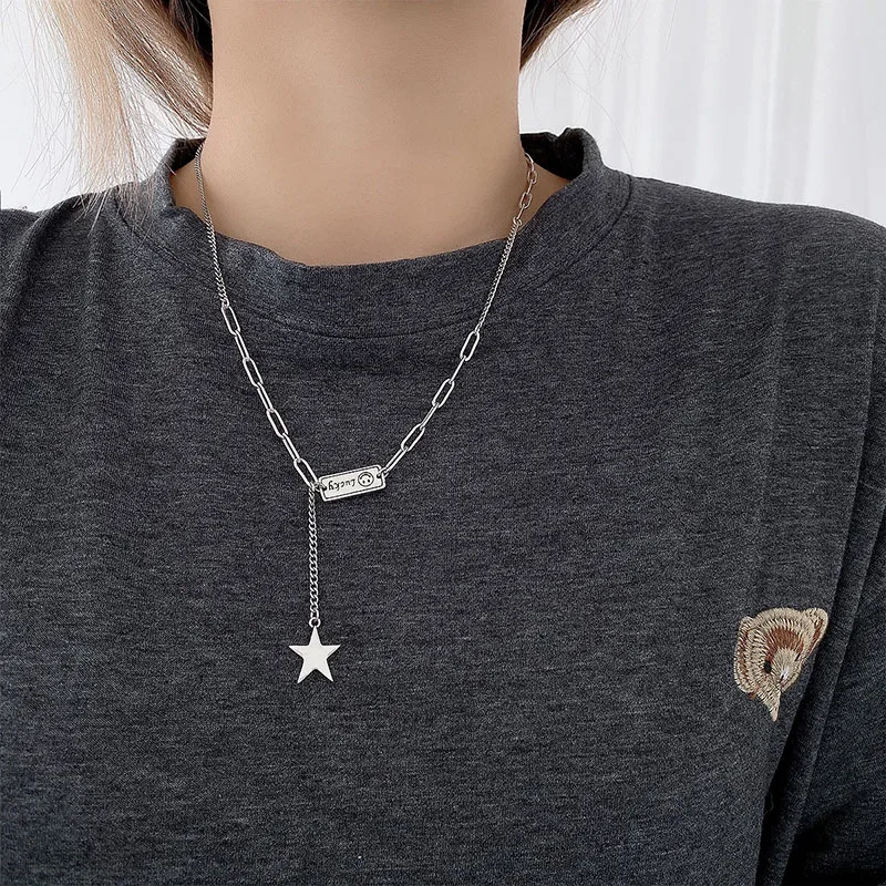 

Ожерелье 2021, модная винтажная цепочка со сращением, парные простые ювелирные изделия со смайликом и звездами, кисточками для вечеринки