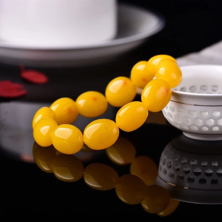 

Natural Baltic Amber Elastic Bracelet Women Men Amber-beads Elastic Beaded Bracelets Random Shape Bangle Fashion Jewellery