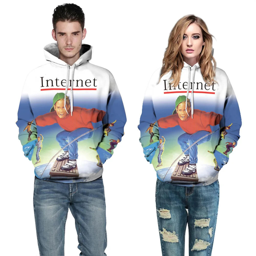 

Youth 3d Hoodies Mens Hooded Sweatshirts Print Internet Keyboard Skater Boy Pullover Tracksuit Tops YXQL064