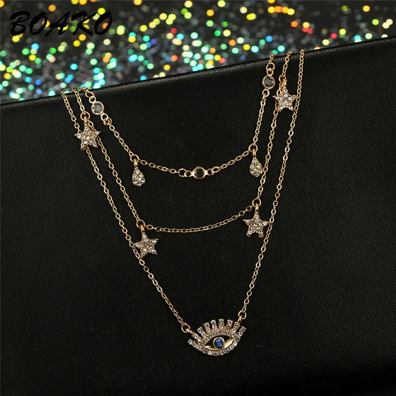 2019 длинное многослойное ожерелье для женщин ожерелья со звездами Подвески с