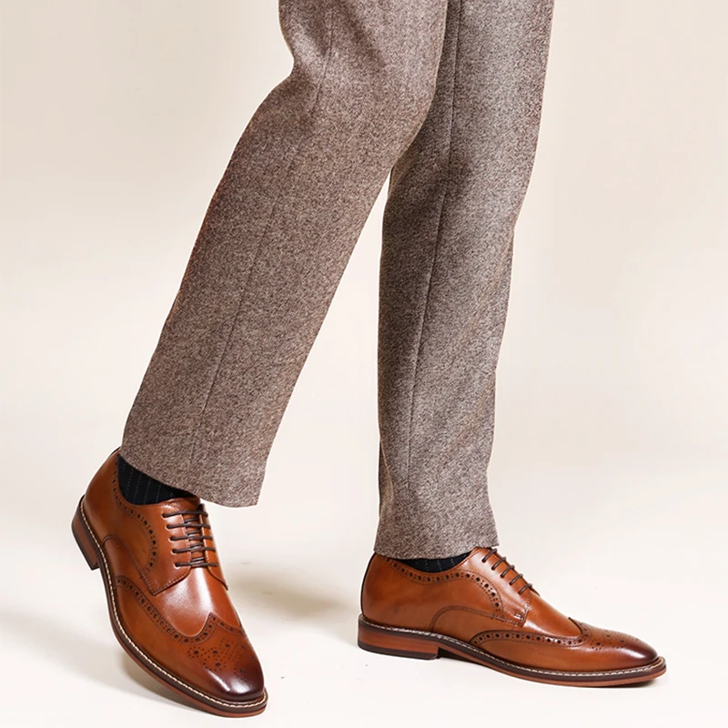 Mens formal shoes suede leather oxford shoes for men dressing wedding men's brogues office shoes lace up male zapatos de hombre