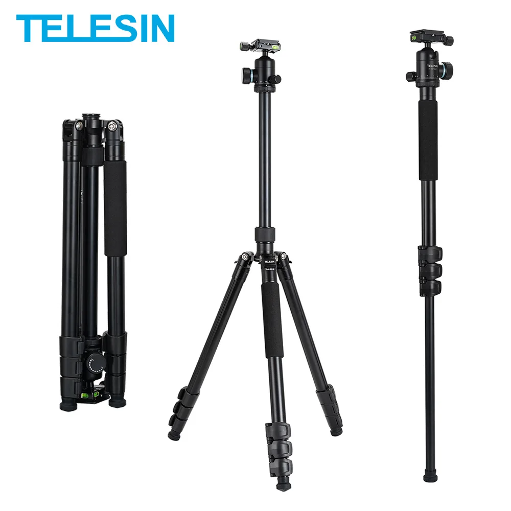 

TELESIN 360 Ball Head Camera Tripod Stand Portable Professional Aluminum Alloy Travel Monopod for Canon Nikon Sony DSLR Camera