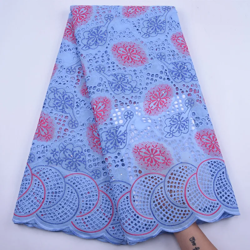 Черный многоцветный Дубай вышитая сухая хлопчатобумажная кружевная ткань 2020