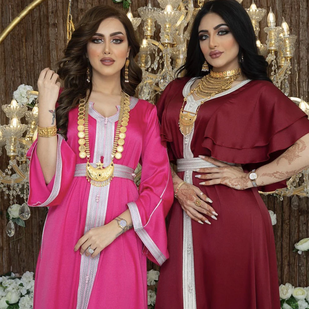 

Outerwear Silky Satin Abaya Dubai Muslim Fashion Hijab Kaftan Islam Clothing Women's Vestidos Robe Musulman
