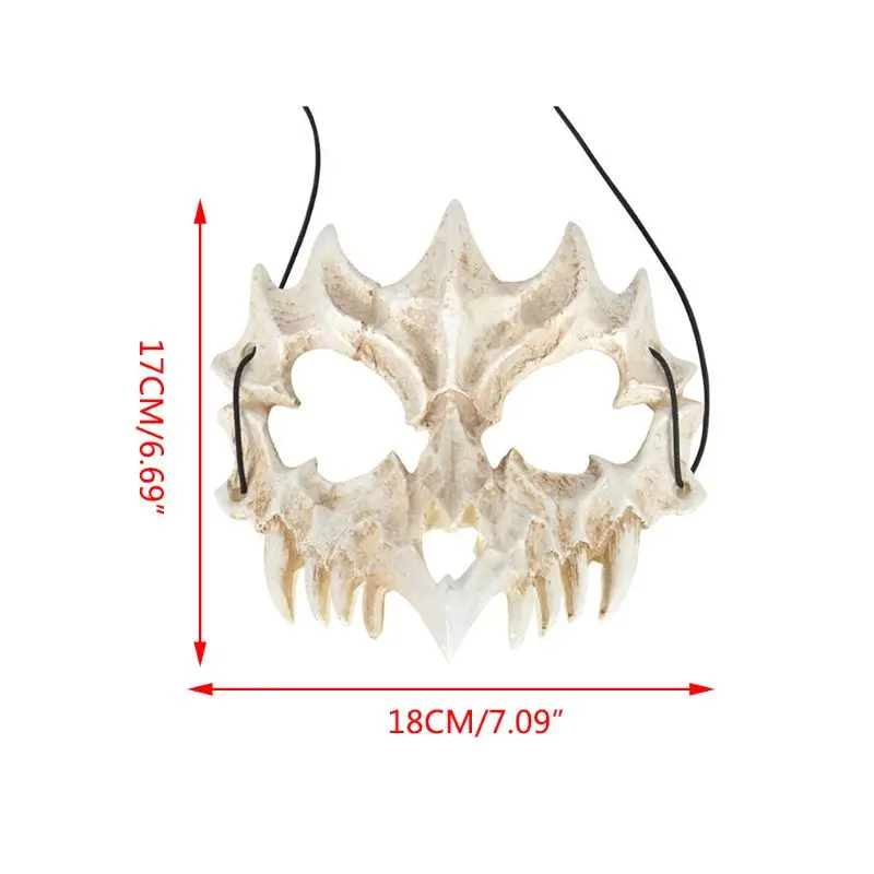 Японское аниме Дракон Бог скелет маска на половину лица Хэллоуин косплей костюм