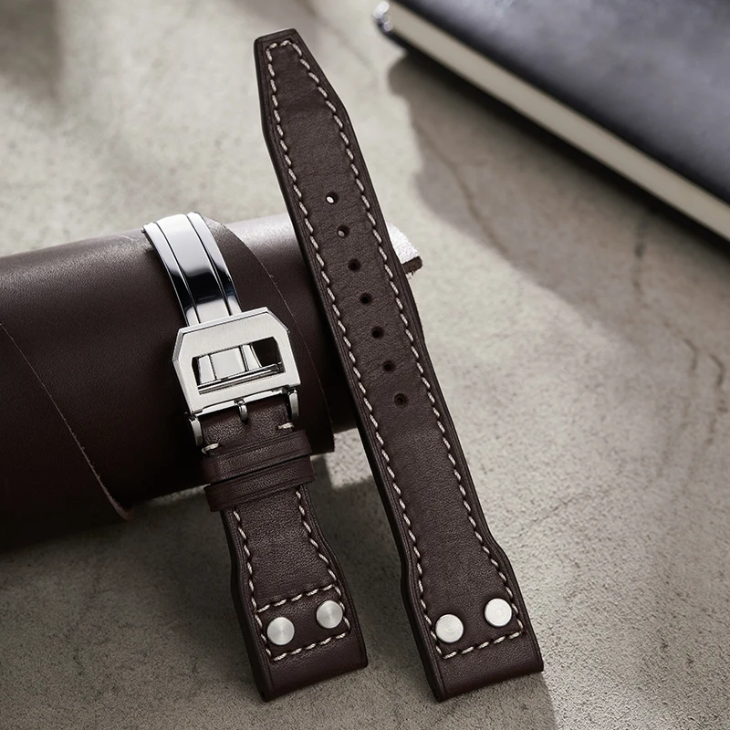 Dark Brown Belt Bracelet for Man High Quality Men's Calf Leather WatchBands for IWC Pilot Mark Watch Strap Apply 20mm 21mm 22mm