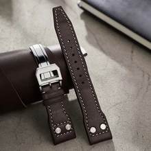 Dark Brown Belt Bracelet for Man High Quality Men's Calf Leather WatchBands for IWC Pilot Mark Watch