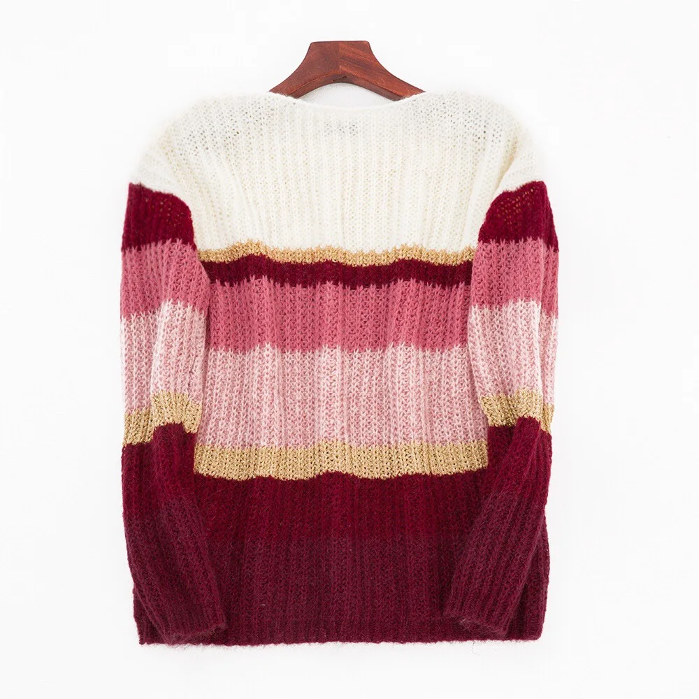 

Coloured Block Jumper Tonia Jumper Fancy Knit with Wide Multicoloured Stripes Button Shoulder